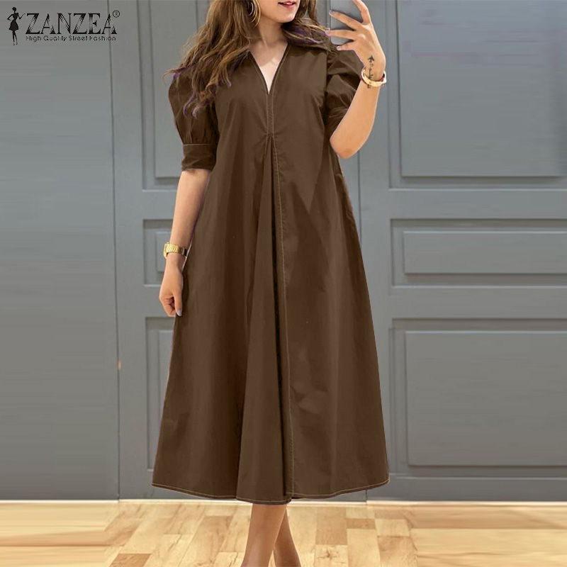 Summer Upf Clothing - ZANZEA Sukienki midi damskie plus size