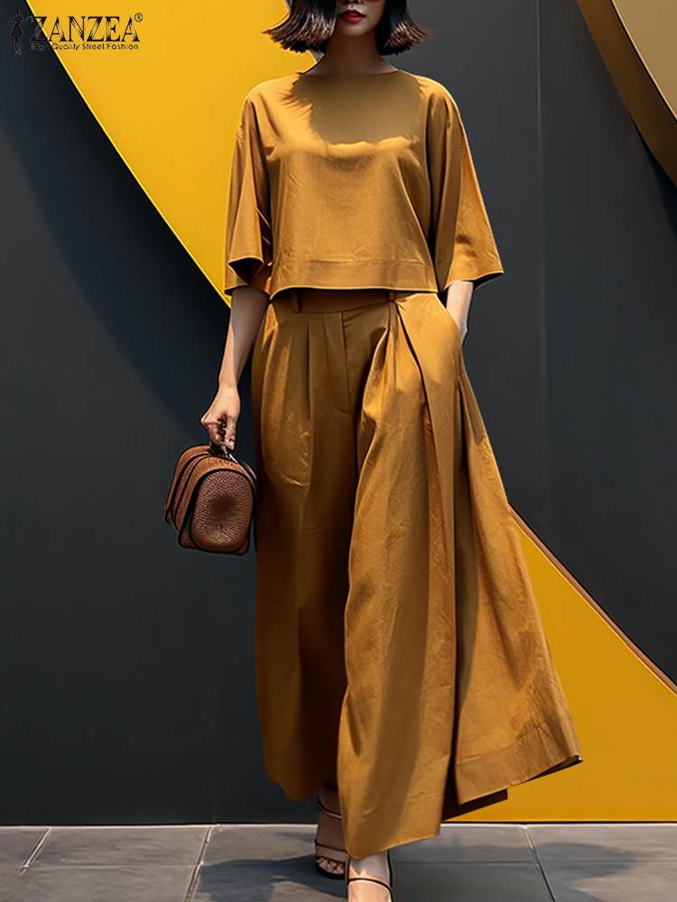 Summer Clothing Work - Moda Lato 3/4 Rękaw Bluzka Spodnie