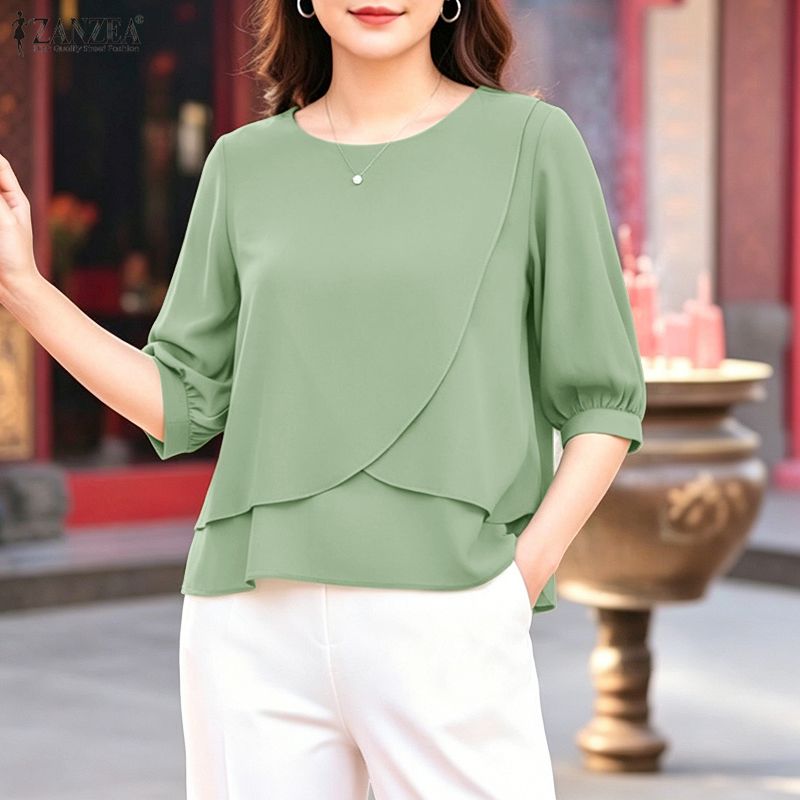 Summer Clothing Work - 2026 ZANZEA Damska Letnia Bluzka w