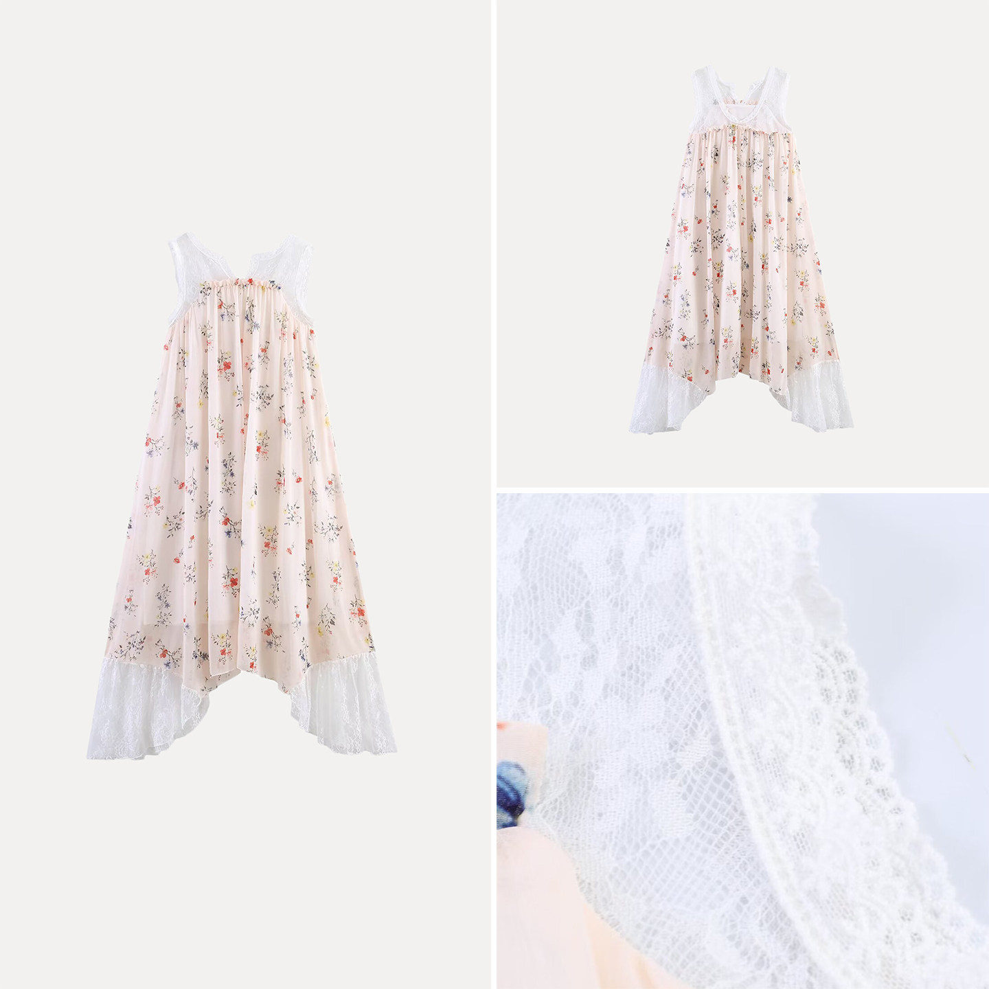 Summer Line Clothing Brand - Modna sukienka bez rękawów z koronkowym