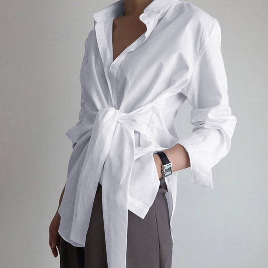 Summer Clothing Work - Bluzki Damskie Koszule Top Kołnierzyk Wiosna