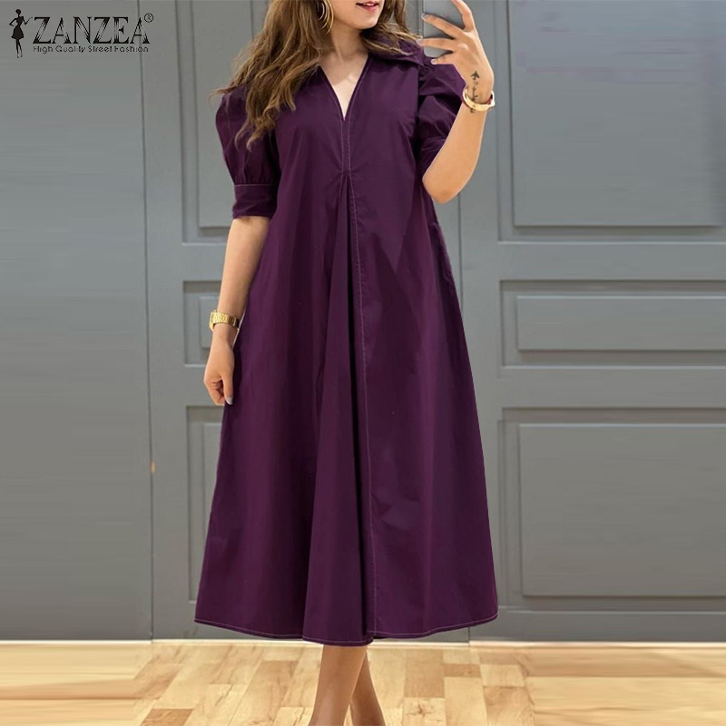 ZANZEA Sukienki midi damskie p – Summer Upf Clothing recenzja i cena