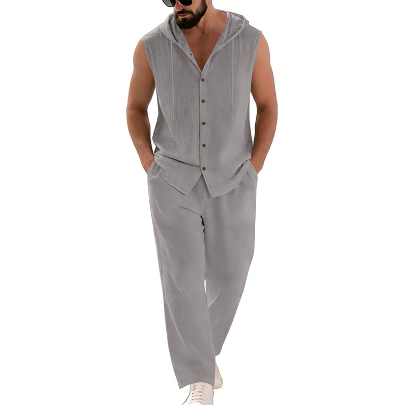Męski lniany komplet casualowy – Summer Clothing Men recenzja i cena