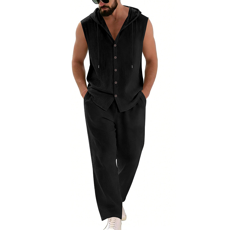 Męski lniany komplet casualowy – Summer Clothing Men recenzja i cena